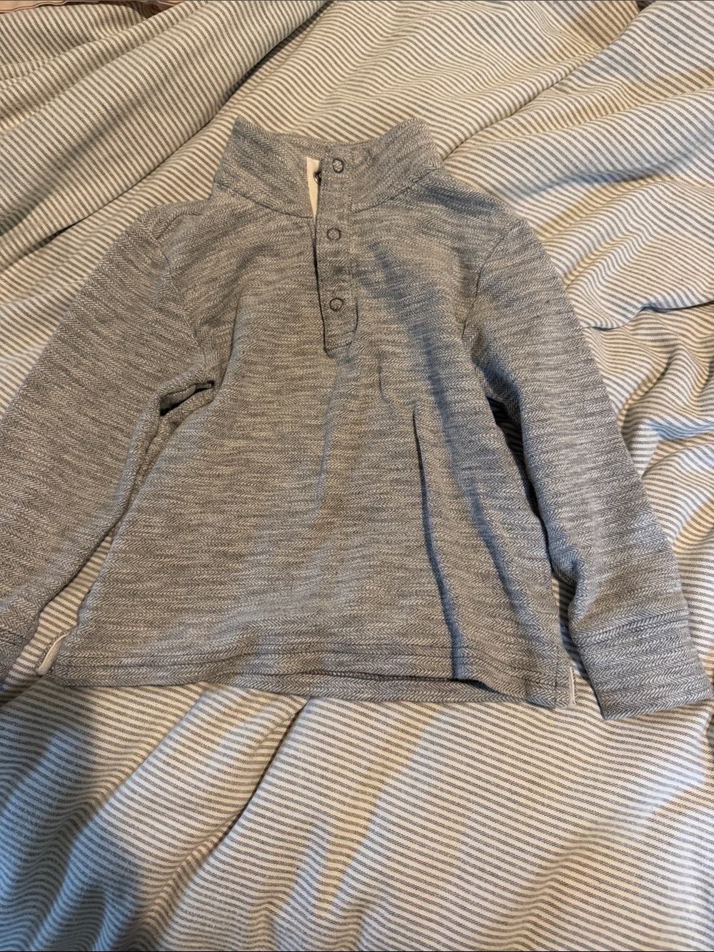 Janie and Jack Heather Gray Knit Henley Pullover